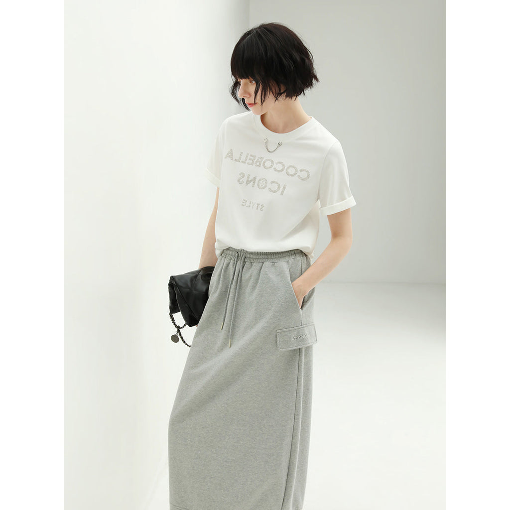 Ultimate Grey Drawstring Midi Skirt-2