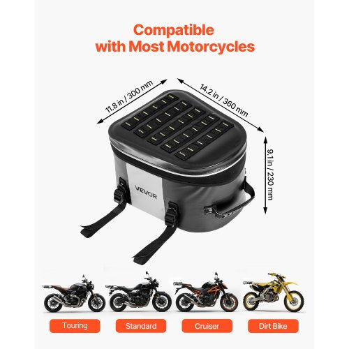 Motorcykel Baksätesväska, 28 L Motorcykel Baksätesväska med Vattentätt Tyg, Utomhussport Motorcykel Bagageförvaring Bagageväska med Fickor och Justerbart Spänne, Universal Fits Bakre Räcken, Svart | EU