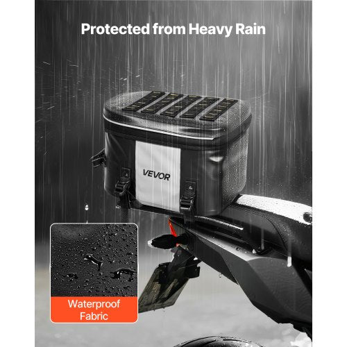 Motorcykel Baksätesväska, 28 L Motorcykel Baksätesväska med Vattentätt Tyg, Utomhussport Motorcykel Bagageförvaring Bagageväska med Fickor och Justerbart Spänne, Universal Fits Bakre Räcken, Svart | EU