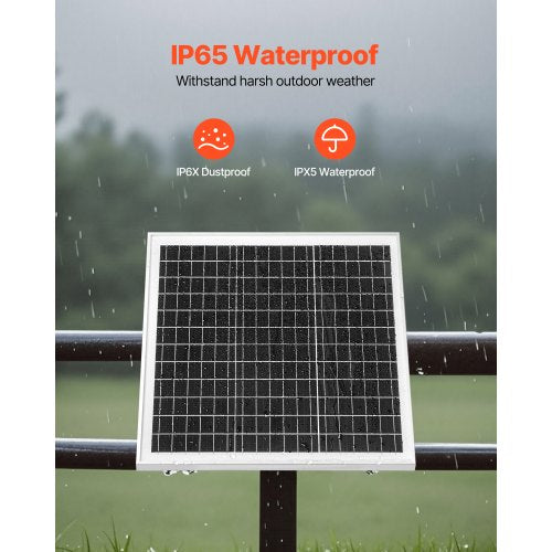 20W 12V solpanelsbatteriladdare, solcellsbatteriunderhållsladdare med inbyggd styrenhet och stolpfäste, IP65 vattentät för grind, staket, gård, gräsmatta (passar 40mm-68mm stolpar) |  EU