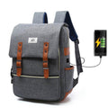 Vintage Fashion Unisex Lapop Computer USB Charging Backpack