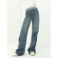 Washed Denim Flared Blue Jeans-0