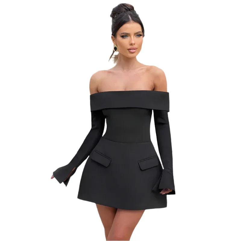 Women's Elegant Slim Fit Off-Shoulder Dress