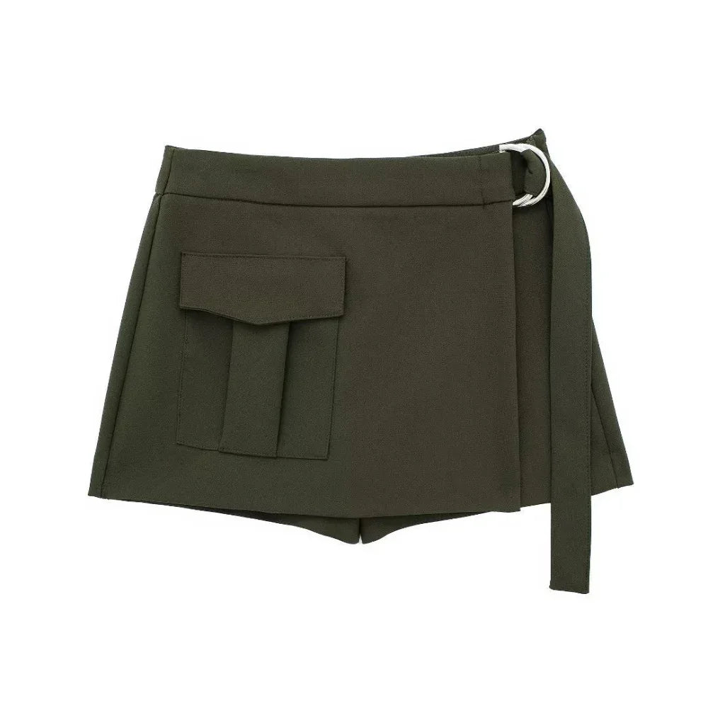 Women's High Waist With Belt Skirt