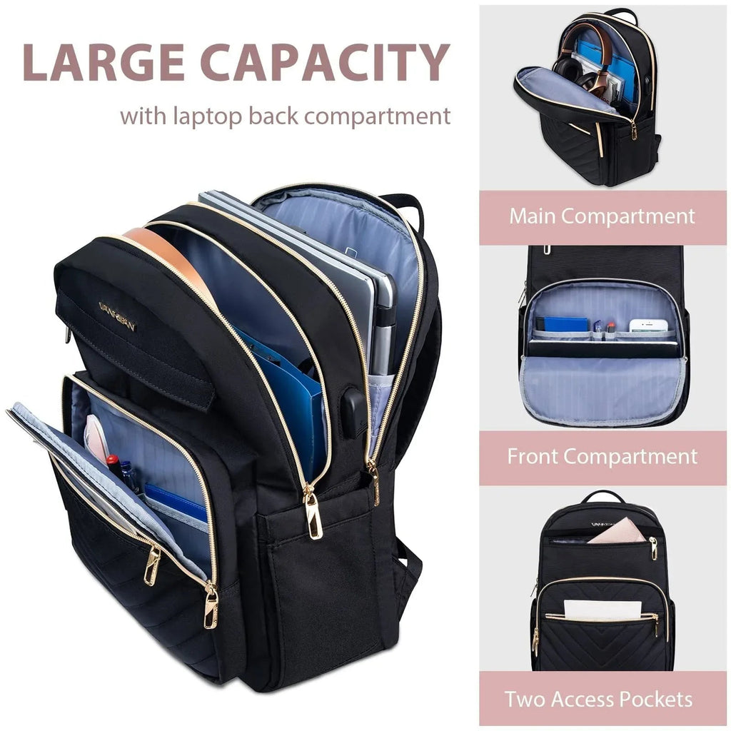 Women's Oxford Cloth USB Charging Business Work School Student Backpack