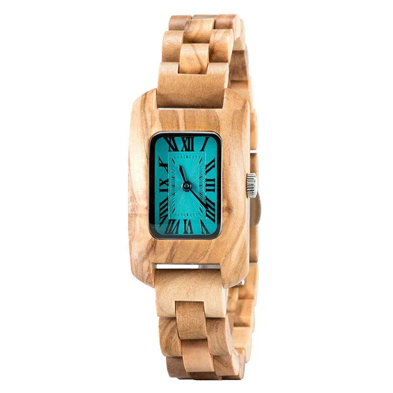 Women's Rectangular Small Wood Watch