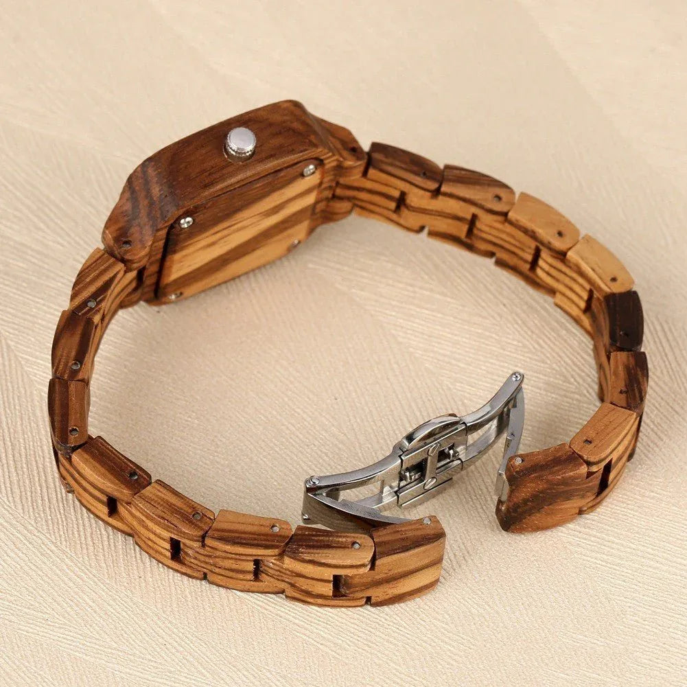 Women's Square Bamboo Wood Watch