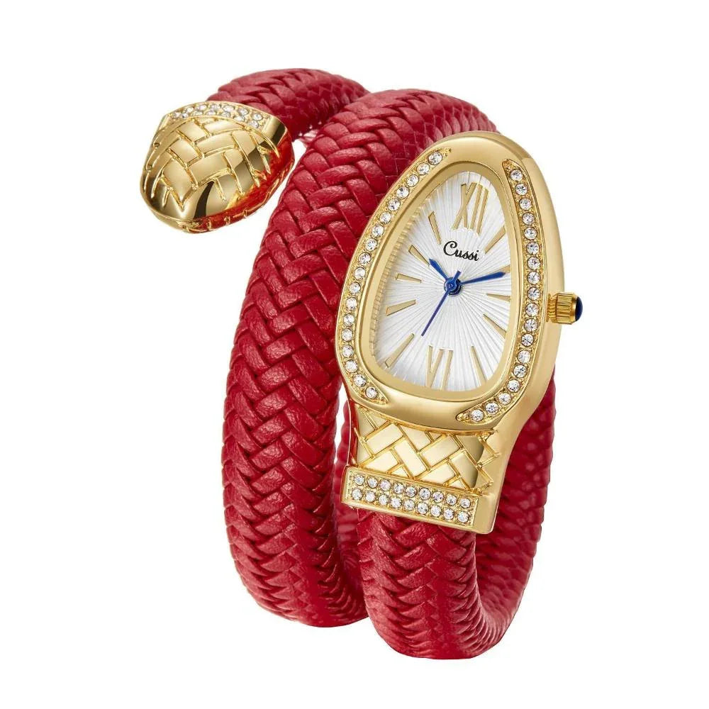 Women's Watch With Snake Shaped Leather Strap